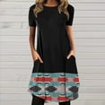 thumbnail image 1 of Jusqu'à 65 % de Réduction! Robes d'Été Mode pour Femmes 2024 Grande Taille Décontractée Col Rond Imprimé Manches Courtes avec Poche, 1 of 5