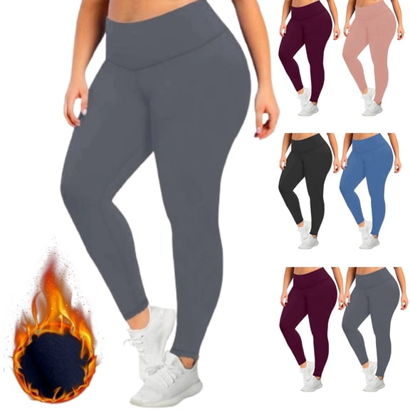 Plus Size Winter Leggings for Women Fleece Lined Warm Winter Yoga Pants Thermal Thick Running Workout Leggings Dark Gray XL
