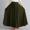thumbnail image 6 of Maxi Skirts for Women High Waisted Elastic Long Floral Skirt Women Casual Summer Large Solid Elastic Waist Flax A-line Ankle Skirt Ndbuld,Army Green, 6 of 6