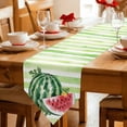 thumbnail image 2 of Red Watermelon Table Runner Linen Burlap Table Runner 72 Inches Long Summer Green Striped Country Rustic Dresser Scarves for Kitchen Island Coffee Dining Party Wedding Banquet Holiday Decor 16"x72", 2 of 8