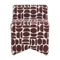 thumbnail image 3 of Maklaine Modern Contemporary Merlot Geometric Jacquard Weave Stool, 3 of 6