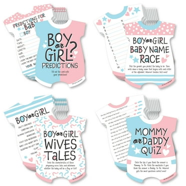 Big Dot of Happiness Baby Gender Reveal - 4 Team Boy or Girl Party Games - 10 Cards Each - Gamerific Bundle