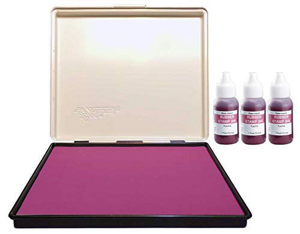 Extra Large 8" x 12" Industrial Rubber Stamp Ink Pad in Metal Case, Fuchsia Stamp Pad