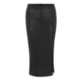 thumbnail image 6 of Women's Sequin Bodycon Pencil Skirt, High Slit with Zipper Detail, Glamorous Midi Skirt for Evening Parties or Night Out, Black - L, 6 of 7