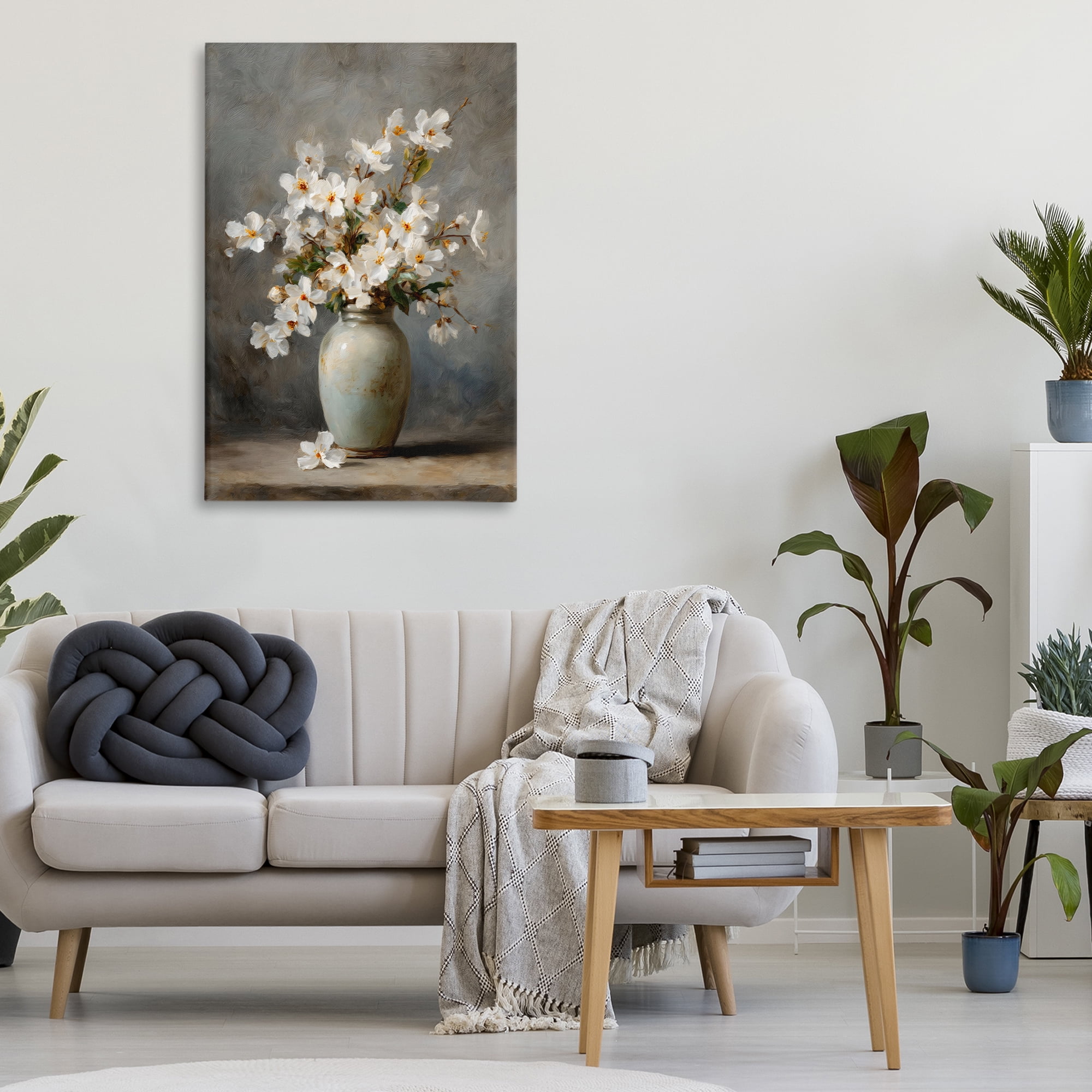 Stupell Industries Full White Flowers in Vase Canvas Wall Art, design by Petal Prints Design
