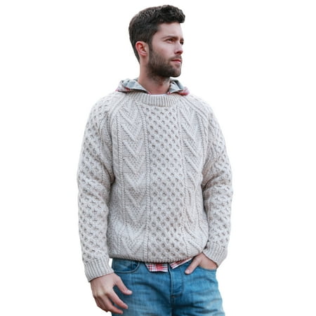 Hand Spun Knit - Hand knit Irish Mens Wool Aran Sweater