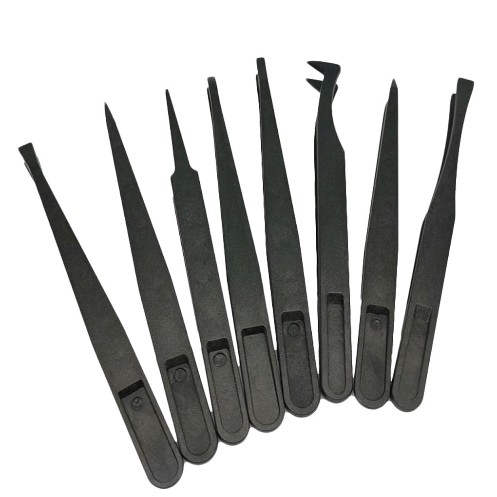 Pack of 6 Precision Anti-static Stainless Steel Tweezers for DIY PCB Operation 