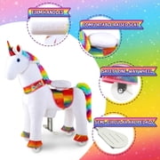 WondeRides Ride on Rainbow Unicorn Toys for Girls Ride on Horse Riding Pony Toy for Toddlers for 3-5 Years Old ( Size 3, 30.1 inch Height) Plush Walking Horse Animal Rocking Mechanical with Wheels.