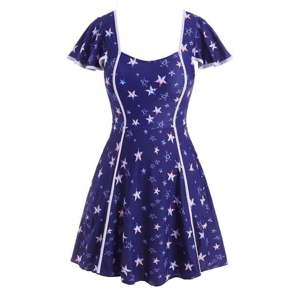 Talla grande Flutter Starve Star Imprimir Falda de traje de baño de dos piezas Rosegal Pijamas y Batas Tallas Grandes