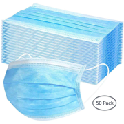 Aqua An Ran Disposable 3-Ply Fabric Face Masks, 50-Pack