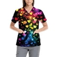thumbnail image 2 of Valentine Day Scrubs for Women V Neck Short Sleeve Cute Scrubs Love Heart Print Quick Dry Medical Workwear with Pockets Multicolor 3XL, 2 of 5