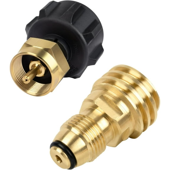 Propane Refill Adapter and Propane Tank Adapter Converts 100 lb LP Tank to Type-1 Hose or Regulator, Old to New, Solid Brass