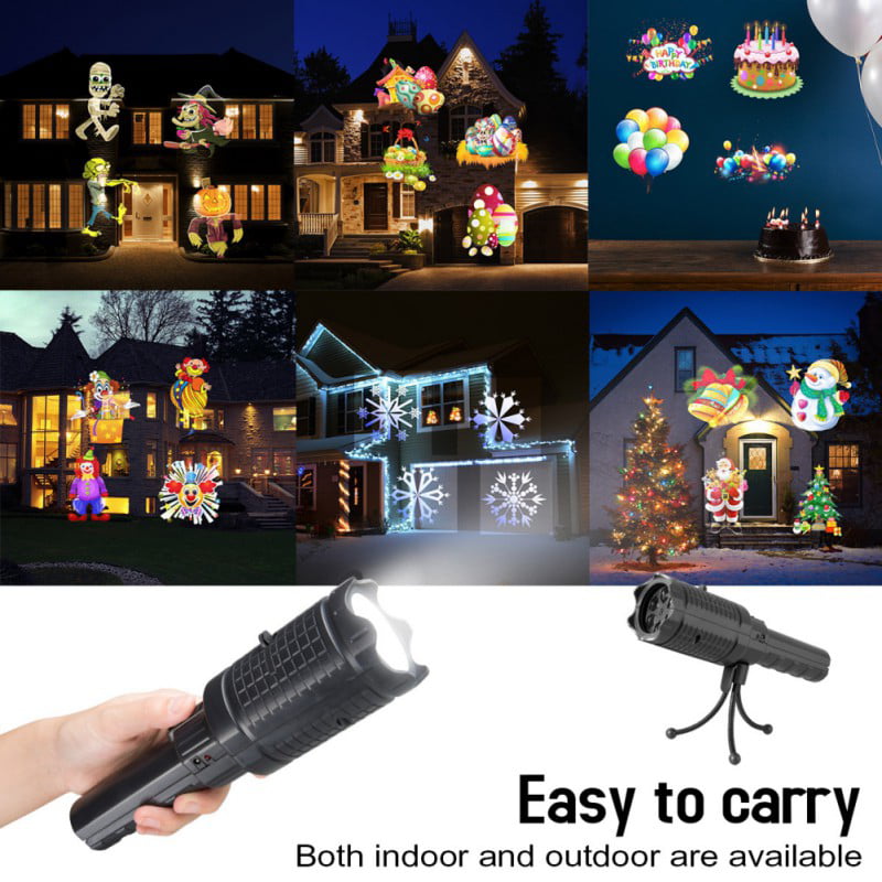 Flashlight LED Projector Lamp Rechargeable Christmas Birthday Party Decor Lights 