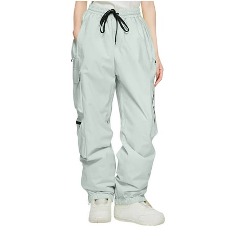 Oplxuo Womens Ski Pants Snow Insulated Waterproof Windproof Loose Cargo Snowboarding Pants for Winter Outdoor Sports