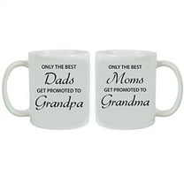 Only the Best Dads/Moms Get Promoted to Grandparents White Ceramic Coffee Mugs Bundle with Gift Boxes