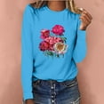 thumbnail image 2 of Pompotops T-shirt Décontracté Imprimé pour Femmes Col Rond Manches Longues Blouse, 2 of 7