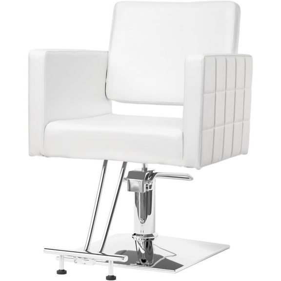 UBesGoo 360° Swivel Barber Chair with Reclining Back, T-shaped Footrest, White