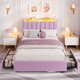 thumbnail image 3 of Qinaqin Full Size Boucle Upholstered Platform Cama Frame con cm de Anchoavy Alturaeadboard y Almacenamiento Bookcase- 2 Profundidadrawers- No Caja Spring Needed- Morado Functional Moderno, 3 of 7