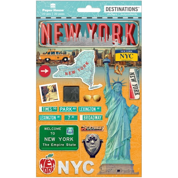 Paper House Stickers 2-D 7.5"X4.5"-Voyage New York City