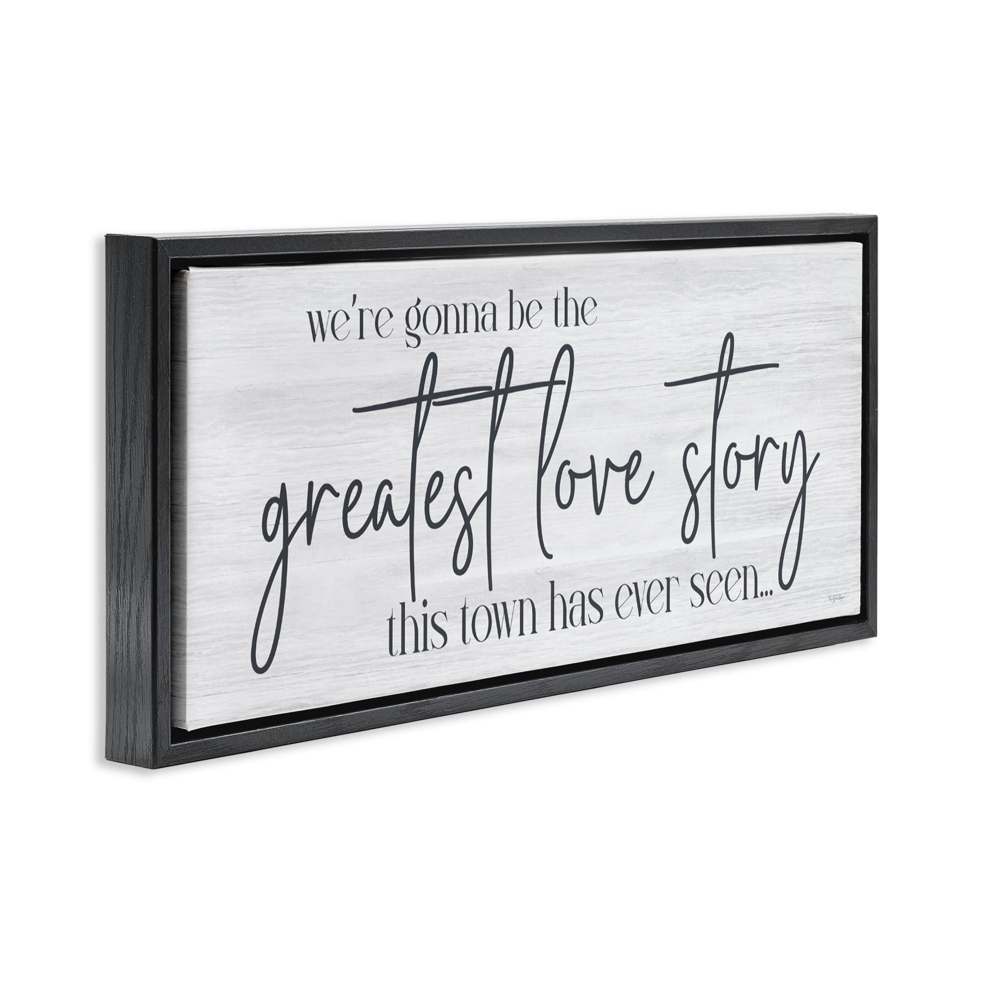 Stupell Industries Greatest Love Story Message Black Framed Floater Canvas Wall Art, design by Susie Boyer