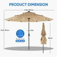 thumbnail image 2 of edx 10ft 3-Tier Solar LED Patio Umbrella with Tilt Adjustment and UV-Resistant Polyester Fabric, Outdoor Market Umbrella, Khaki, 2 of 6
