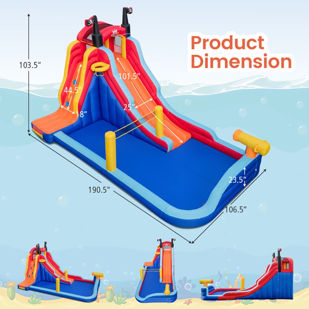 Aimee Lii 5-in-1 Inflatable Bounce House with 2 Water Slides and Large Splash Pool With 950W Blower, Kids Water Park Bounce House