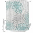 thumbnail image 2 of Aqua White Waterproof Fabric Shower Curtain,Abstract Grey Chrysanthemum Flower Floral Waterproof Fabric Shower Curtain for Bathroom Curtains Bathtubs Shower Curtains with 12 Hooks Standard 72x72, 2 of 8