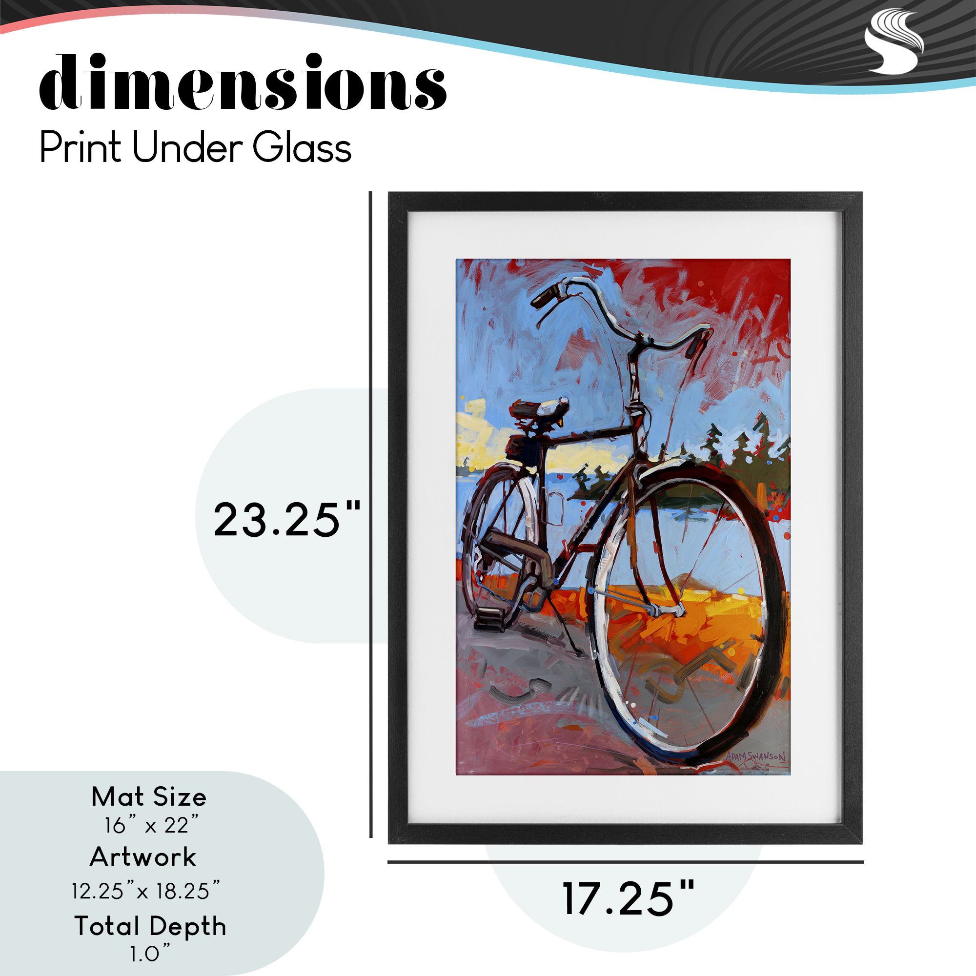 Tonight Bicycle Journey Black Framed Print Under Glass, design by Adam Swanson