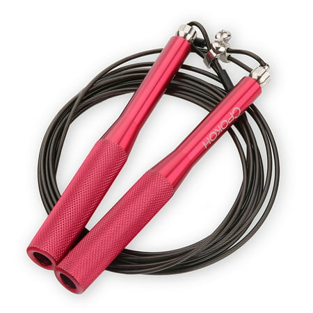 Cpokoh Aluminum High Speed Steel Cable Jump Rope for Fast Endurance Crossfit Boxing,