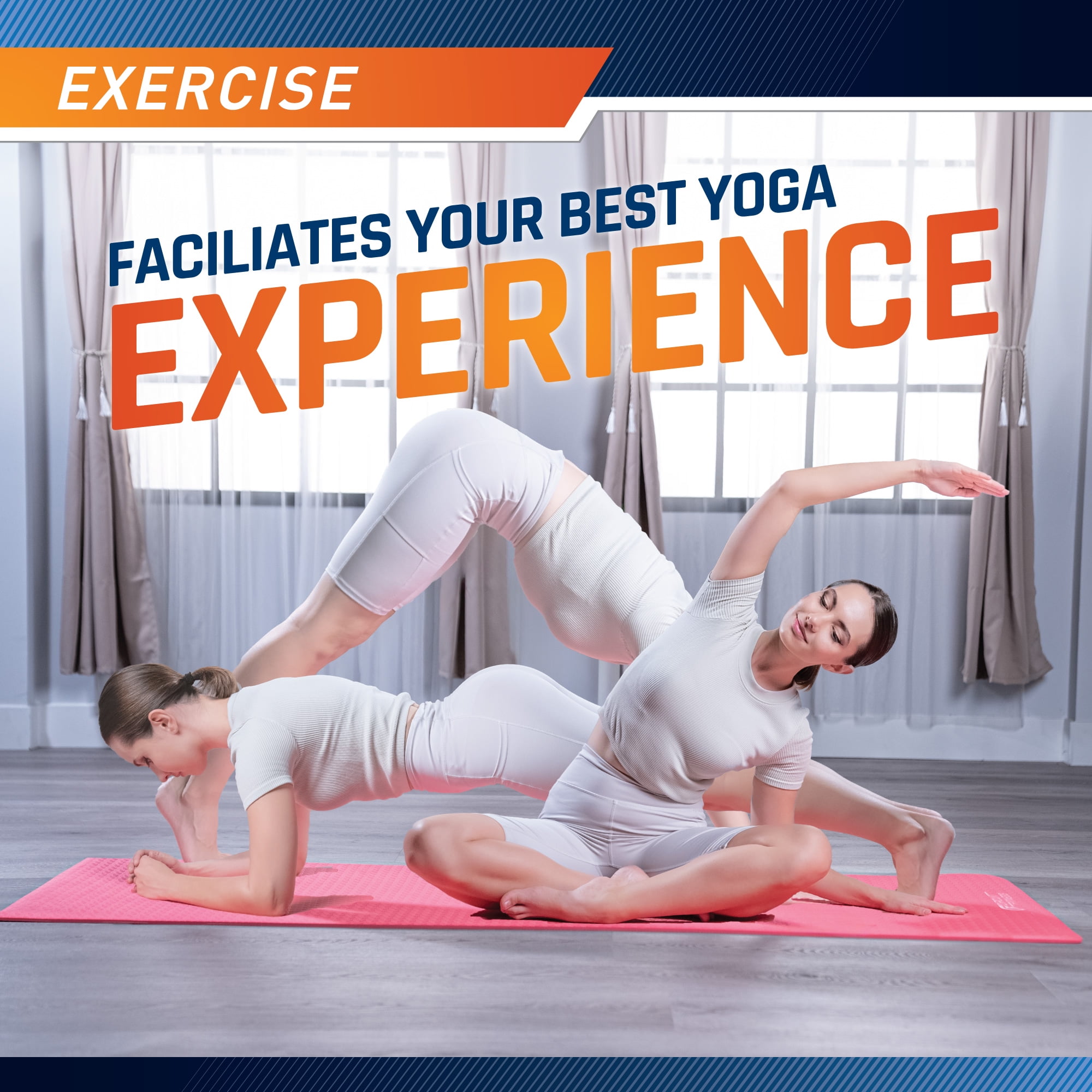 Circuit Fitness by Marcy Non-Slip Multi-Purpose Exercise Yoga Mats with Carrying Strap 1/4" Thick MAT-06-ORANGE