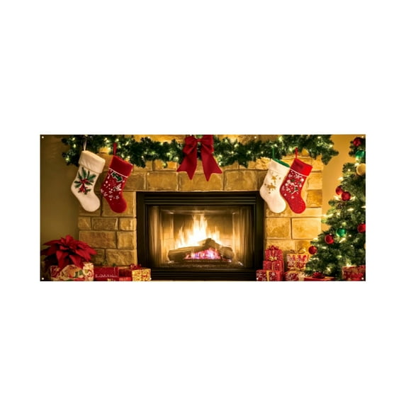 Outdoor Christmas Decorations Garage Flag 157 in x 70.87 in Festal Scene Door Decoration for Party Atmospheres Backdrop