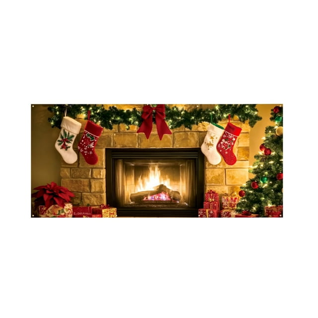 B Large Christmas Garage Banner For Outdoor Decorations Party Background And Festive Scene Setup Made From Durable Polyester Material With Vibrant Graphics