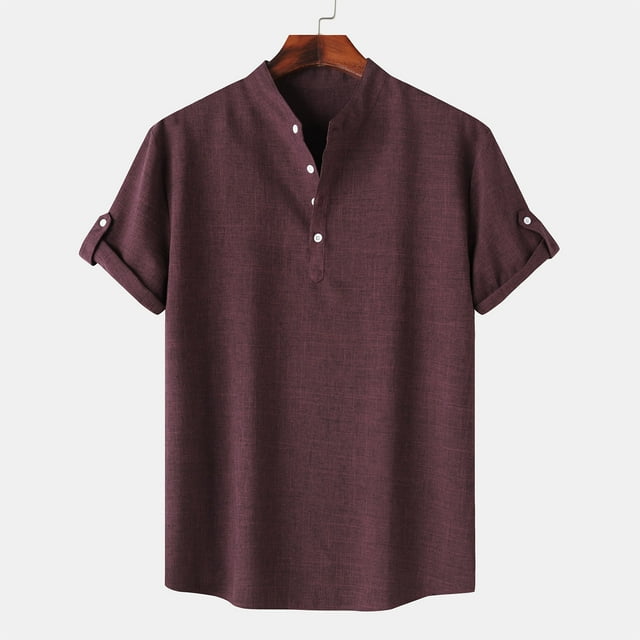pstuiky camisetas de hombre, Camisa hawaiana informal de manga corta con cuello alto y botones para hombre camisetas de hombre m