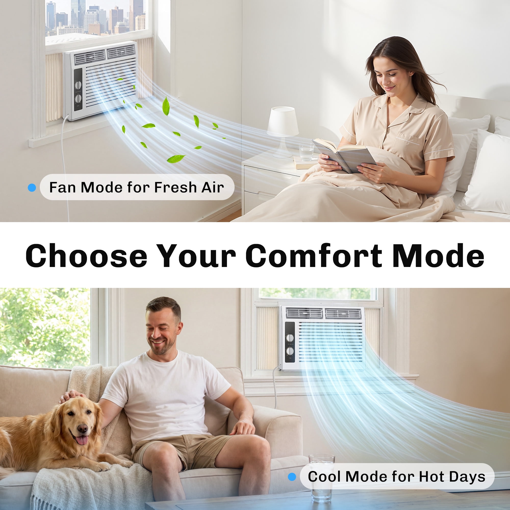 EUHOMY 5,000 BTU Window Air Conditioner, Fast Cooling for Small to Medium Rooms, Energy Efficient, Easy Installation, White