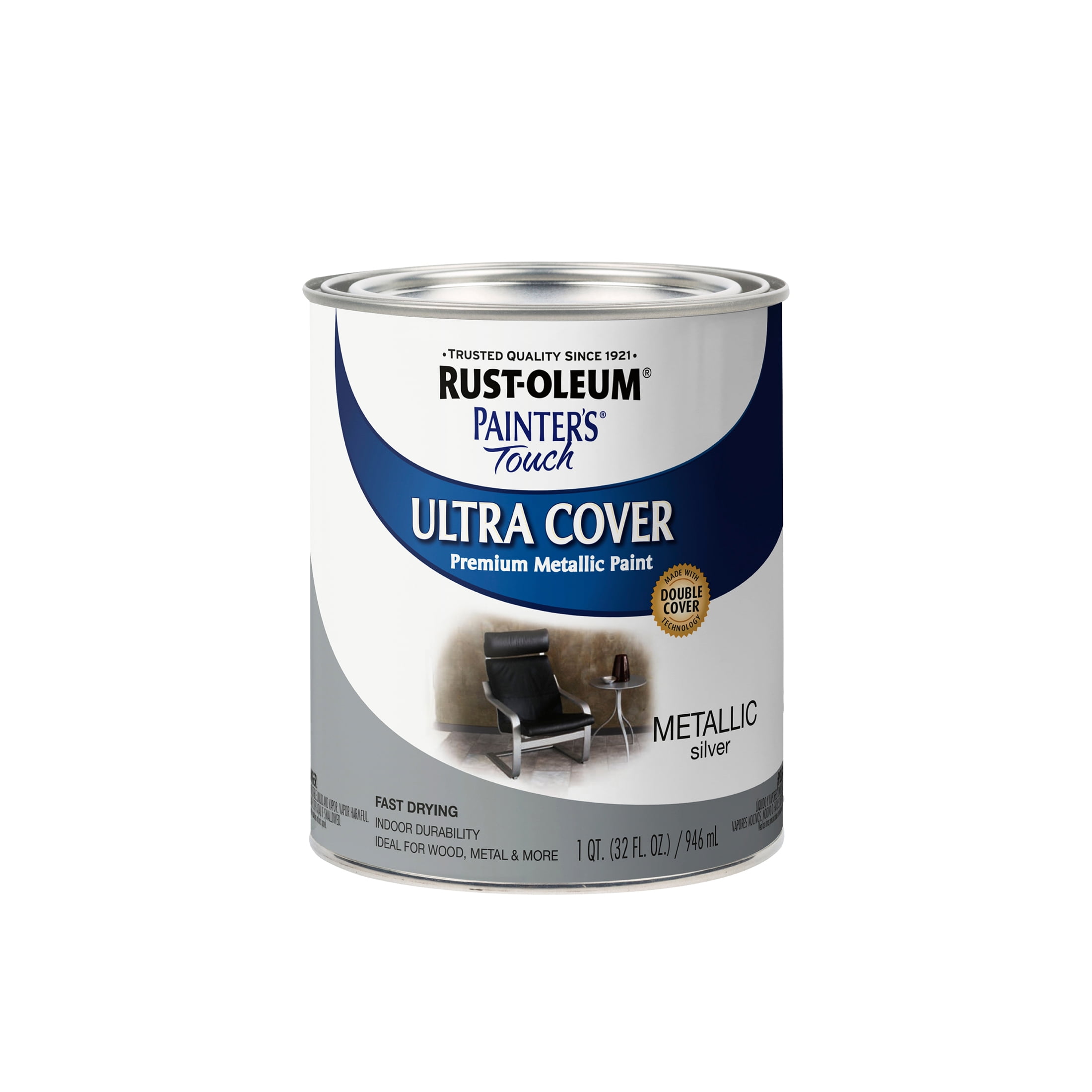 Silver, Rust-Oleum Painter's Touch Ultra Cover Satin Metallic, Quart, 2 Pack