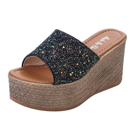 

asdoklhq Womens Shoes Clearance Under $20 Outdoor Flat Open Toe Thick Slip-on Comfortable Shoe Roman Slipper