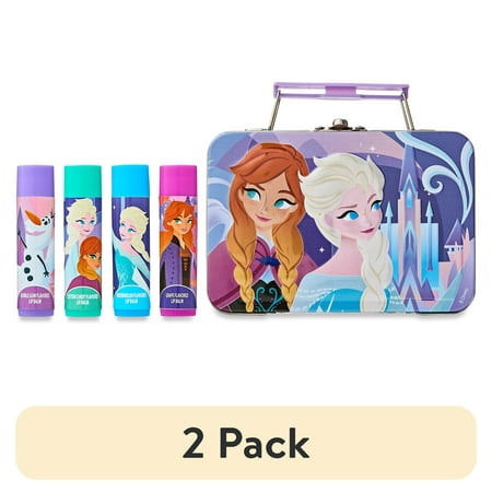 (2 pack) Disney Frozen 4 pack Flavored Lip Balm with Storage Tin