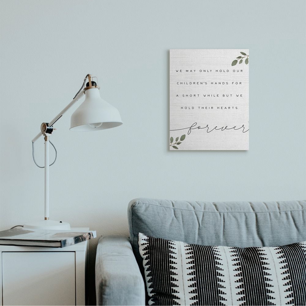 Stupell Industries We Hold Our Children's Hearts and Hands Family Phrase Canvas Wall Art Design by Daphne Polselli, 16" x 20"