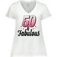 thumbnail image 3 of Inktastic 50 and Fabulous with Sparkles Women's Plus Size V-Neck T-Shirt, 3 of 5
