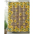 thumbnail image 2 of Farmhouse Sunflowers Floral Print Shower Curtain, Brown Wood Texured Bathroom Decor Curtains Set with Hooks, Waterproof Fabric Home Accessories， 72 X 78 Inch Long, 2 of 6