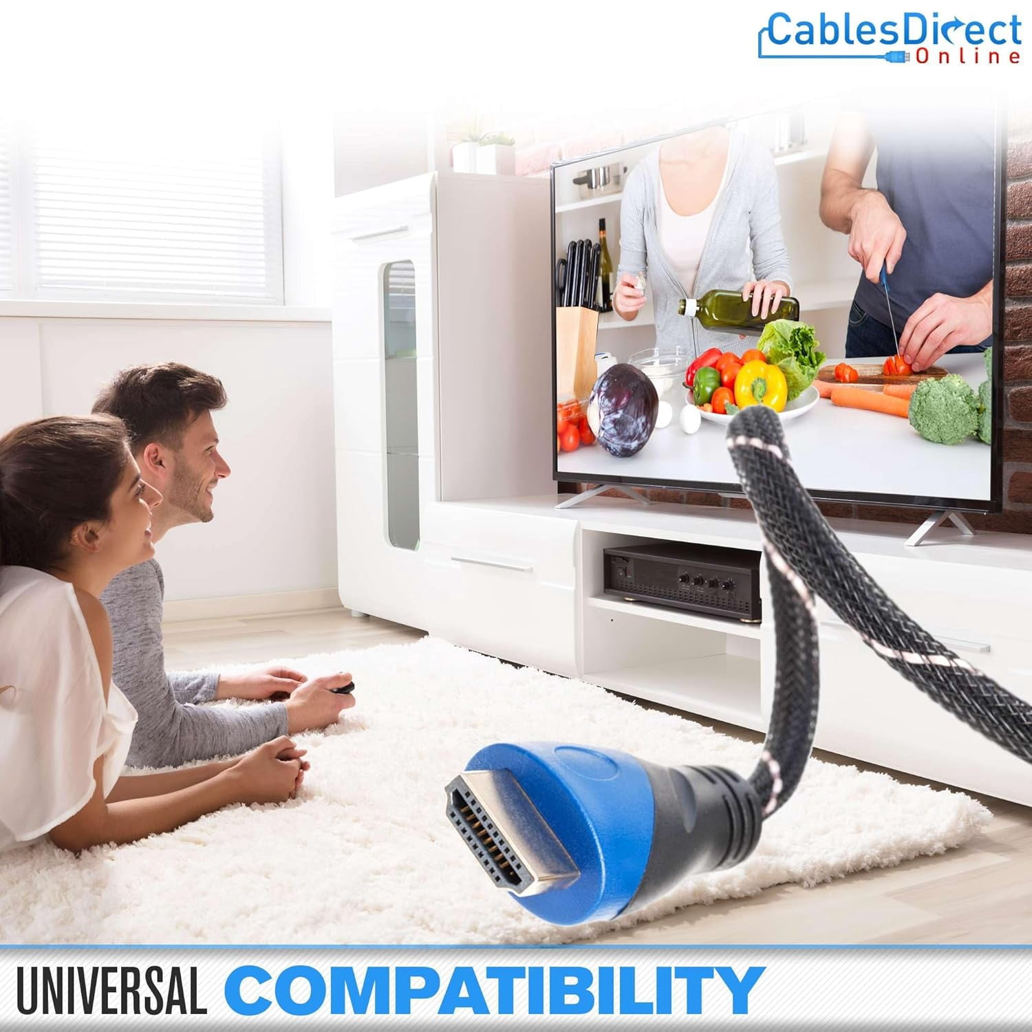 4K HDMI 2.0 Cable, Gold Plated, ARC & Ethernet, Compatible with TV, DVD, PS4/PS5, Xbox, Blu-ray, 1.5FT, Black, 3 pack, Cables Direct Online