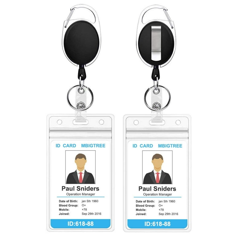 FOAUUH 2 Pack ID Badge Holder With Clip – Badge Reels Retractable Heavy  Duty – Clear Id Card Holder Retractable – Badge Holders with 24 inches Pull  Cord 
