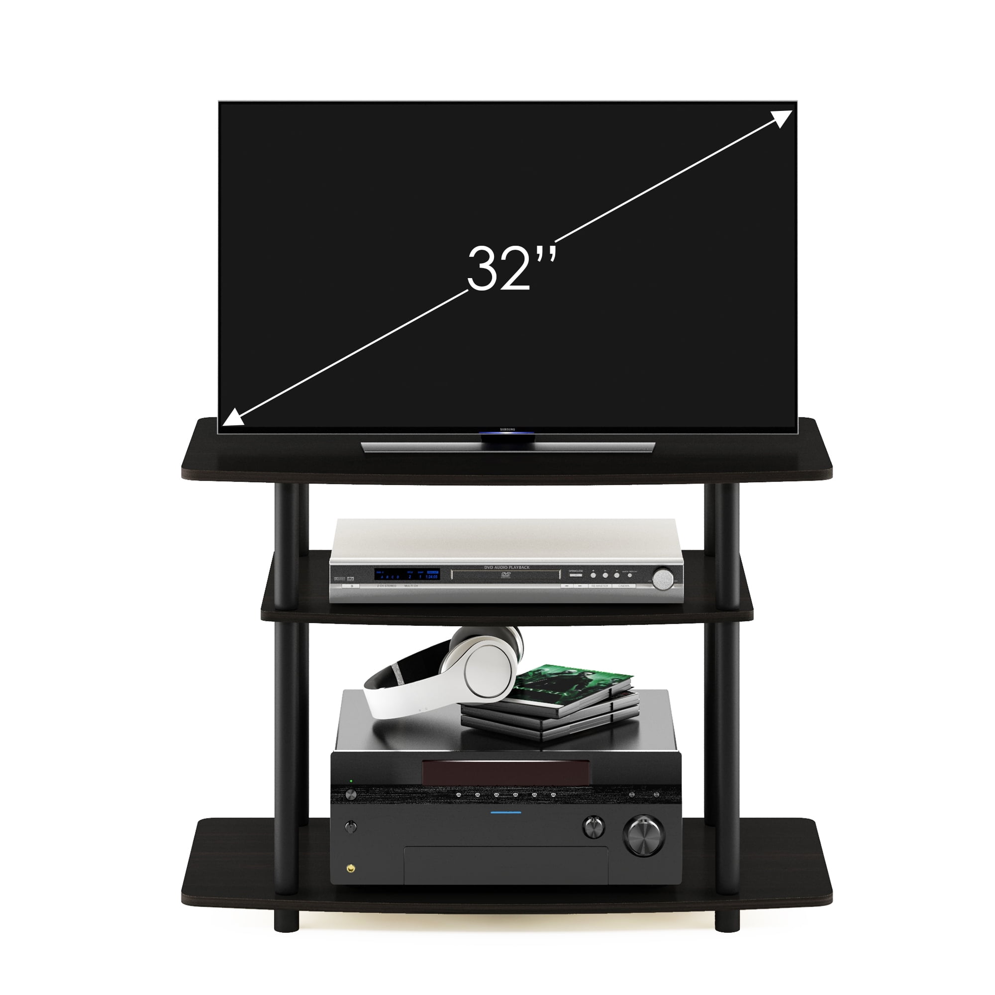 Furinno Turn-N-Tube No Tools, 3-Tier TV Stands for 32" TV