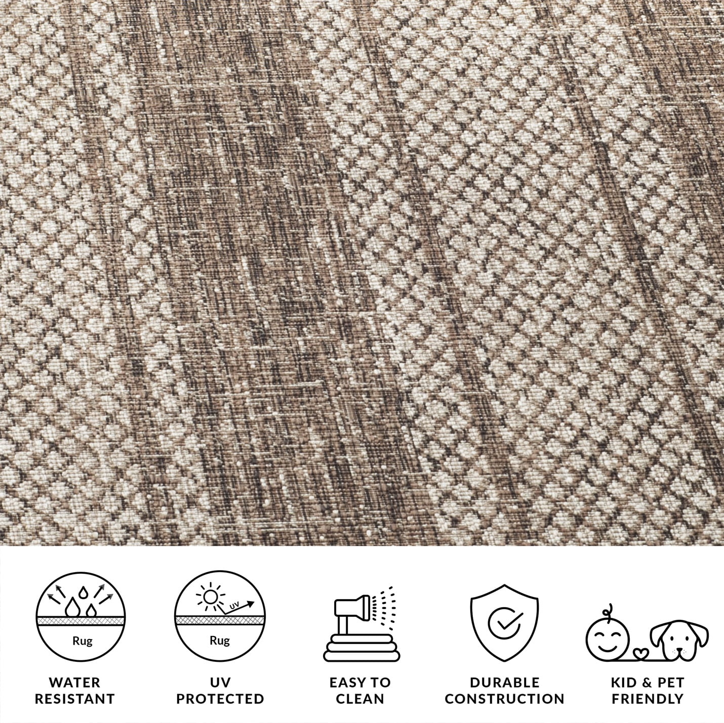 SAFAVIEH Courtyard Robert Striped Indoor/Outdoor Area Rug, 5'3" x 7'7", Light Beige/Light Brown