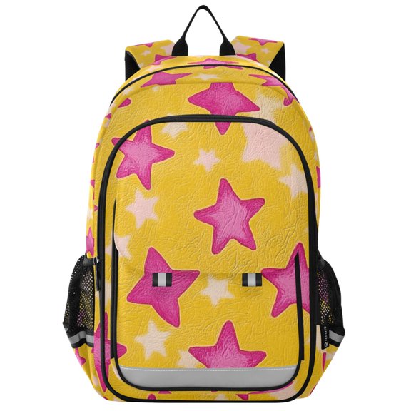 FORMRS Unisex School Backpack 17" Student Travel Bag with Laptop Compartment, Large Pink Stars