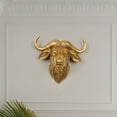 thumbnail image 3 of DAMAI Retro Golden Highland Cow Mural Decorative, Exquisite Resin Animal Head Wall Sculpture, Resin Highland Cow Head Sculpture With Glasses Patriotic Home Decoration, 3 of 5