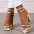 thumbnail image 2 of SACFOF High Heels for Women Open Toe Chunky Heels High Heeled Sandals Fahsion Casual Ankle Strap Dress Pump Sandals, 2 of 7