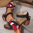 thumbnail image 5 of MKLEKYY Sandalias de Plataforma para Mujer, Zapatos de Verano Con Velcro, Informales, Con Punta Abierta y Tacones Cuadrados, Cómodas Sandalias de Playa, 5 of 5