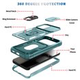 thumbnail image 2 of Compatible with Samsung Galaxy A35 with Sliding Cover Lens Protection & Kickstand, Built-in 360° Rotate Ring Stand Magnetic Card Slot Hybrid Cover Case for Samsung Galaxy A35, Green, 2 of 10