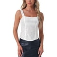 thumbnail image 1 of INSPIRAR CHIC Top de Tirantes para Mujeres con Lentejuelas Brillantes Sin Mangas Corset Top M Plata, 1 of 6